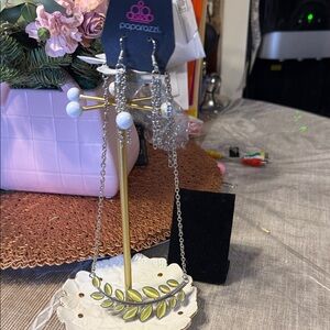 Paparazzi Silver and Green Leaf Necklace Set